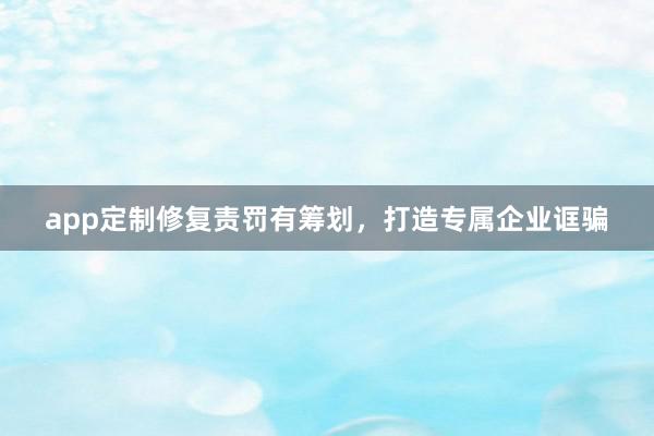 app定制修复责罚有筹划,打造专属企业诓骗